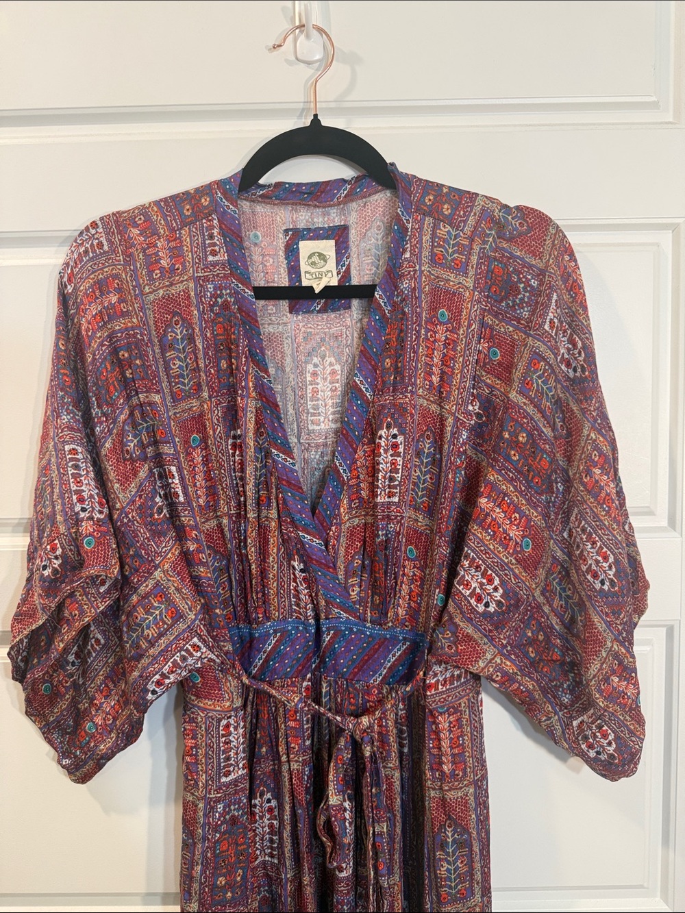 Tiny Anthropologie Omina Kimono Bohemian Print V Neck midi Dress size Medium - Picture 6 of 9
